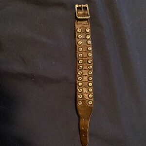 Frye Cut Stud Leather Cuff (Dark Brown)